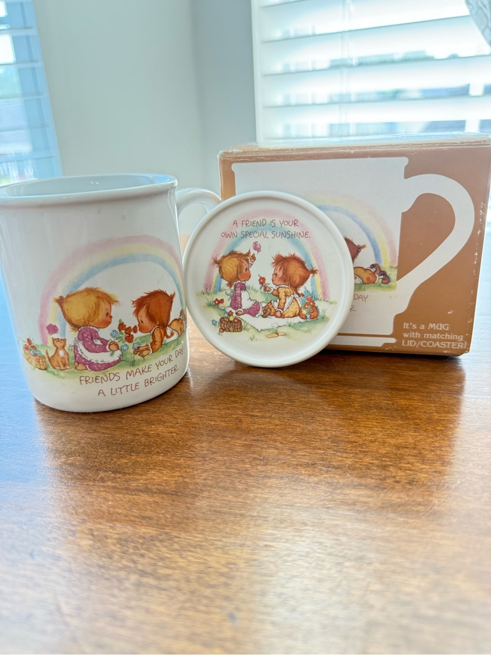 Hallmark Betsey Clark  White Friendship Mug with matching lid/coaster.